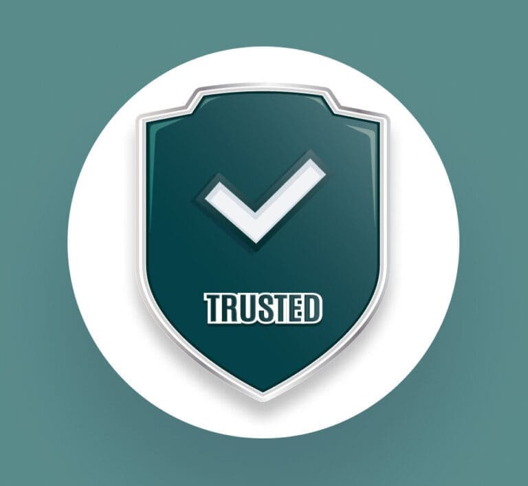 Shield with checkmark and trusted label