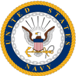 United States Navy emblem with eagle and anchor.